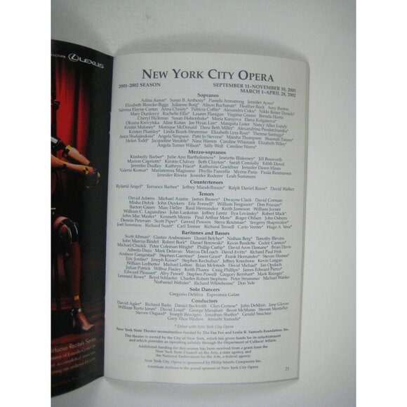 The Glass Blowers New York City Opera Stagebill April 2002 John Phillip Sousa - Picture 3 of 6